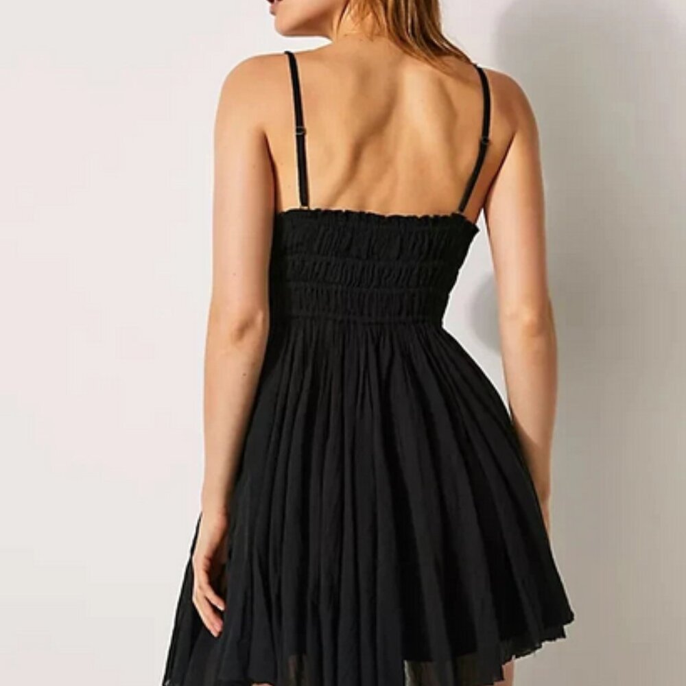 Free People FP One Delia Slip V Neck Gauze Lace Smocked Dress L US ITEM - Picture 2 of 6